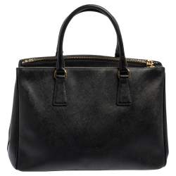 Pre Owned Prada Black Saffiano Lux Leather Medium Galleria Tote