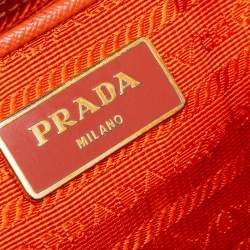 Pre Owned Prada Orange Saffiano Lux Leather Large Galleria Tote