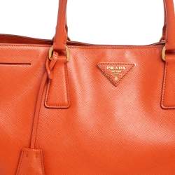 Pre Owned Prada Orange Saffiano Lux Leather Large Galleria Tote