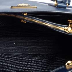 Pre Owned Prada Navy Blue Saffiano Lux Leather Medium Middle Zip Tote