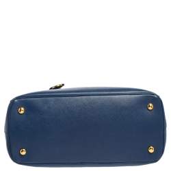 Pre Owned Prada Navy Blue Saffiano Lux Leather Medium Middle Zip Tote