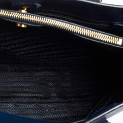 Pre Owned Prada Navy Blue Saffiano Lux Leather Medium Middle Zip Tote