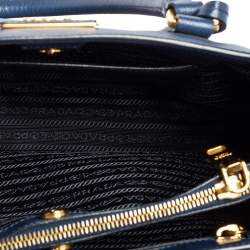 Pre Owned Prada Navy Blue Saffiano Lux Leather Medium Middle Zip Tote