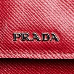 Pre Owned Prada Red Saffiano Cuir Leather Medium Double Handle Tote