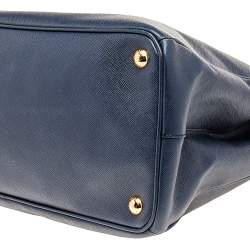 Pre Owned Prada Dark Blue Saffiano Lux Leather Medium Galleria Tote