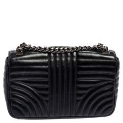 Pre Owned Prada Black Diagramme Leather Medium Shoulder Bag