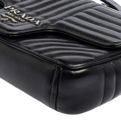 Pre Owned Prada Black Diagramme Leather Medium Shoulder Bag