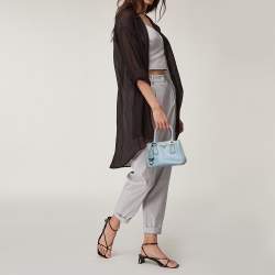 Pre Owned Prada Light Blue Saffiano Leather Mini Galleria Tote