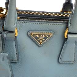 Pre Owned Prada Light Blue Saffiano Leather Mini Galleria Tote