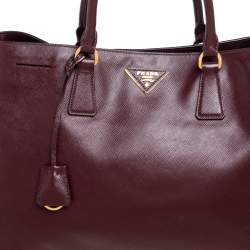 Pre Owned Prada Dark Red Saffiano Lux Leather Large Gardener's Tote