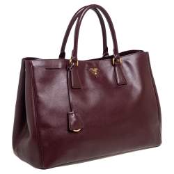 Pre Owned Prada Dark Red Saffiano Lux Leather Large Gardener's Tote