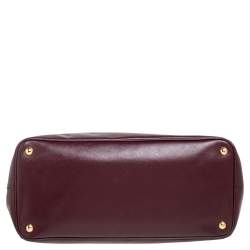 Pre Owned Prada Dark Red Saffiano Lux Leather Large Gardener's Tote