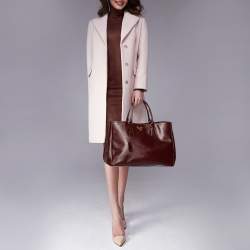 Pre Owned Prada Dark Red Saffiano Lux Leather Large Gardener's Tote