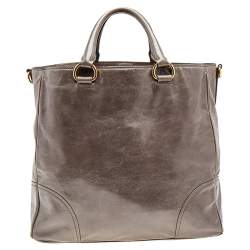 Pre Owned Prada Grey Vitello Shine Leather Top Handle Bag