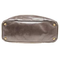 Pre Owned Prada Grey Vitello Shine Leather Top Handle Bag