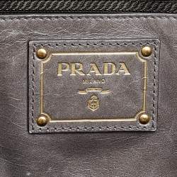 Pre Owned Prada Grey Vitello Shine Leather Top Handle Bag