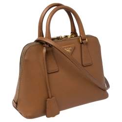 Pre Owned Prada Tan Saffiano Leather Small Promenade Satchel