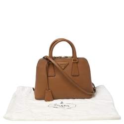 Pre Owned Prada Tan Saffiano Leather Small Promenade Satchel