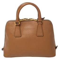 Pre Owned Prada Tan Saffiano Leather Small Promenade Satchel