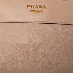 Pre Owned Prada Beige Saffiano Leather Esplanade Shoulder Bag