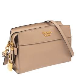 Pre Owned Prada Beige Saffiano Leather Esplanade Shoulder Bag