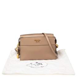 Pre Owned Prada Beige Saffiano Leather Esplanade Shoulder Bag
