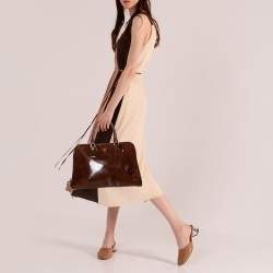 Pre Owned Prada Brown Patent Leather Promenade Satchel