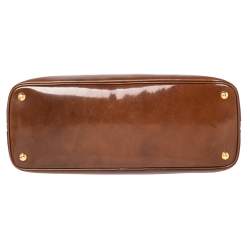 Pre Owned Prada Brown Patent Leather Promenade Satchel