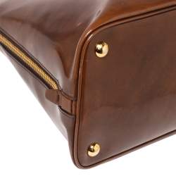 Pre Owned Prada Brown Patent Leather Promenade Satchel