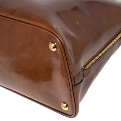 Pre Owned Prada Brown Patent Leather Promenade Satchel