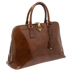 Pre Owned Prada Brown Patent Leather Promenade Satchel