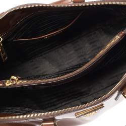 Pre Owned Prada Brown Patent Leather Promenade Satchel