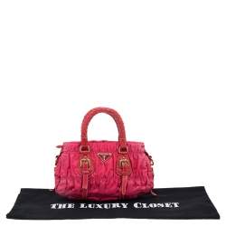 Pre Owned Prada Pink Gaufre Nylon and Leather Tote
