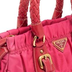 Pre Owned Prada Pink Gaufre Nylon and Leather Tote