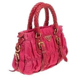 Pre Owned Prada Pink Gaufre Nylon and Leather Tote