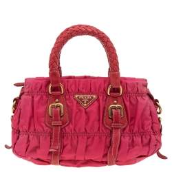 Pre Owned Prada Pink Gaufre Nylon and Leather Tote