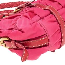 Pre Owned Prada Pink Gaufre Nylon and Leather Tote