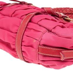 Pre Owned Prada Pink Gaufre Nylon and Leather Tote