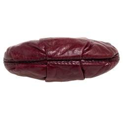 Pre Owned Prada Burgundy Pleated Leather Wristlet Clutch
