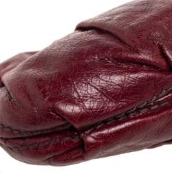 Pre Owned Prada Burgundy Pleated Leather Wristlet Clutch