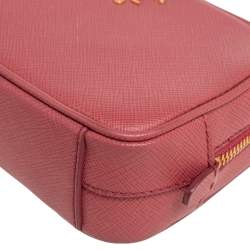 Pre Owned Prada Pink Saffiano Leather Camera Crossbody Bag