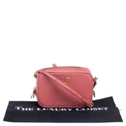 Pre Owned Prada Pink Saffiano Leather Camera Crossbody Bag