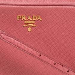 Pre Owned Prada Pink Saffiano Leather Camera Crossbody Bag