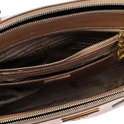 Prada Brown Saffiano Leather Medium Double Zip Tote