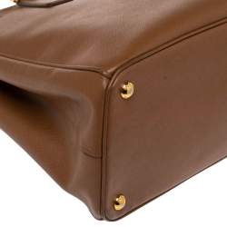 Prada Brown Saffiano Leather Medium Double Zip Tote