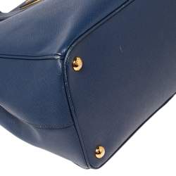 Pre Owned Prada Blue Saffiano Leather Large Galleria Double Zip Tote