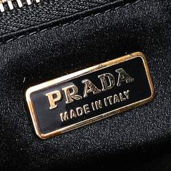 Pre Owned Prada Navy Blue/Black Satin Tassel Knitted Handle Tote