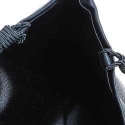 Pre Owned Prada Navy Blue/Black Satin Tassel Knitted Handle Tote