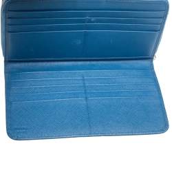 Pre Owned Prada Light Blue Saffiano Metal Zip Around Wallet