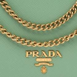 مملوكة مسبقًا محفظة بسلسلة برادا باندوليرا ميني معدن سافيانو أخضر بيستا